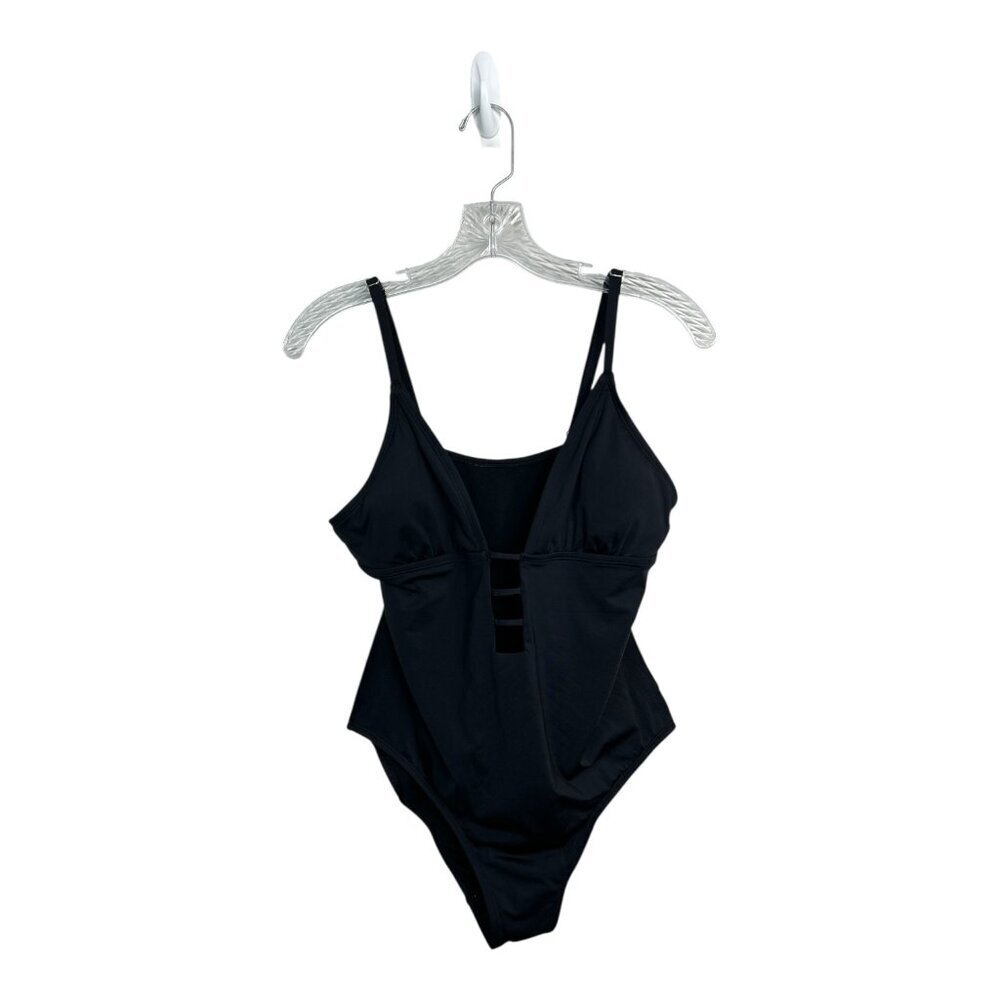 LAUNDRY BY SHELLI‎ SEGAL Strappy Plunge Neck One-piece Swimsuit In Black Size S